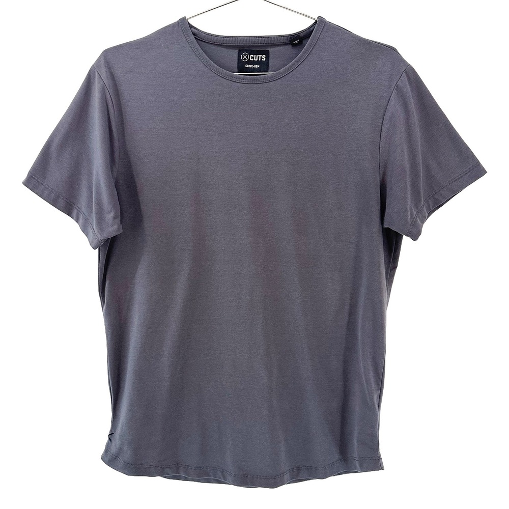 CUTS Men's Curve Hem Crew Neck T-shirt • Medium •‎ gray